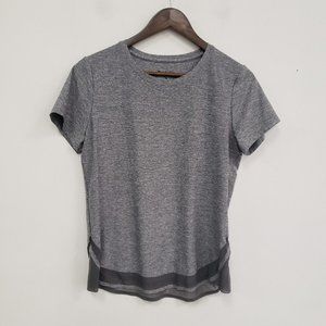 Athleta Womens Cadence T-Shirt Size M Heather Gray Short Sleeve Mesh Trim Active